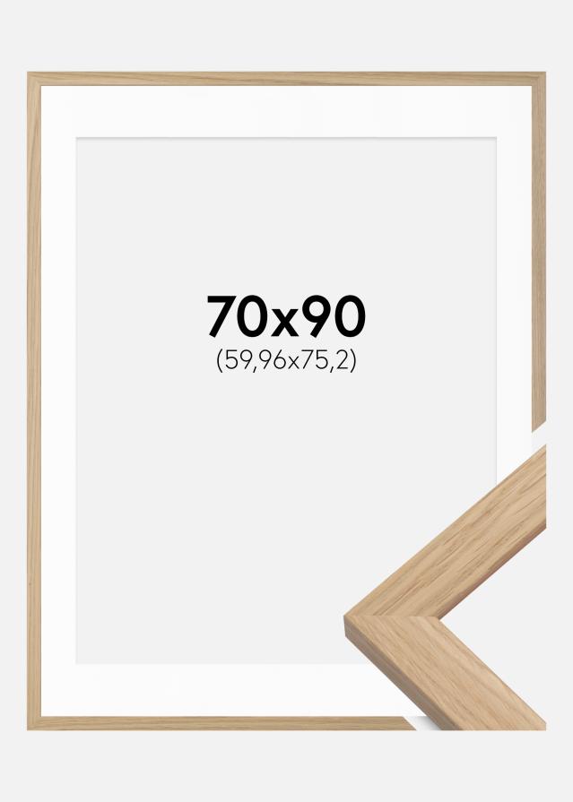 Kehys Oak Wood 70x90 cm - Passepartout Valkoinen 24x30 tuumaa