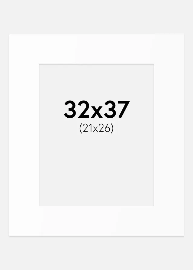 Passepartout Valkoinen Standard (Valkoinen keskus) 32x37 cm (21x26)