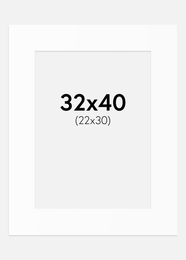 Passepartout Valkoinen Standard (Valkoinen keskus) 32x40 cm (22x30)