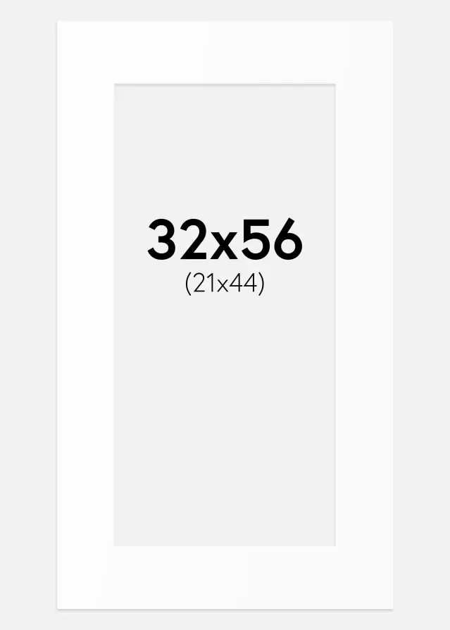 Passepartout Valkoinen Standard (Valkoinen keskus) 32x56 cm (21x44)