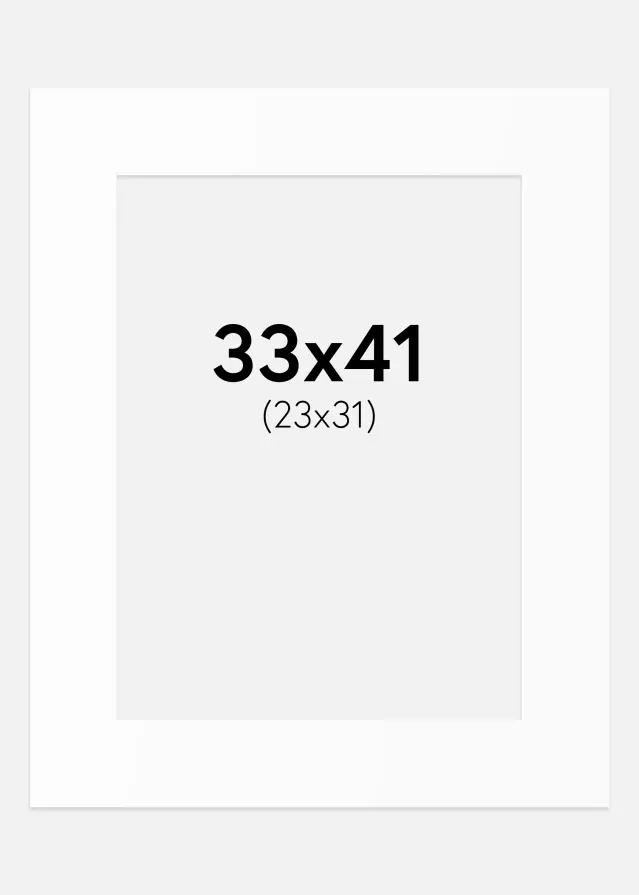 Passepartout Valkoinen Standard (Valkoinen keskus) 33x41 cm (23x31)
