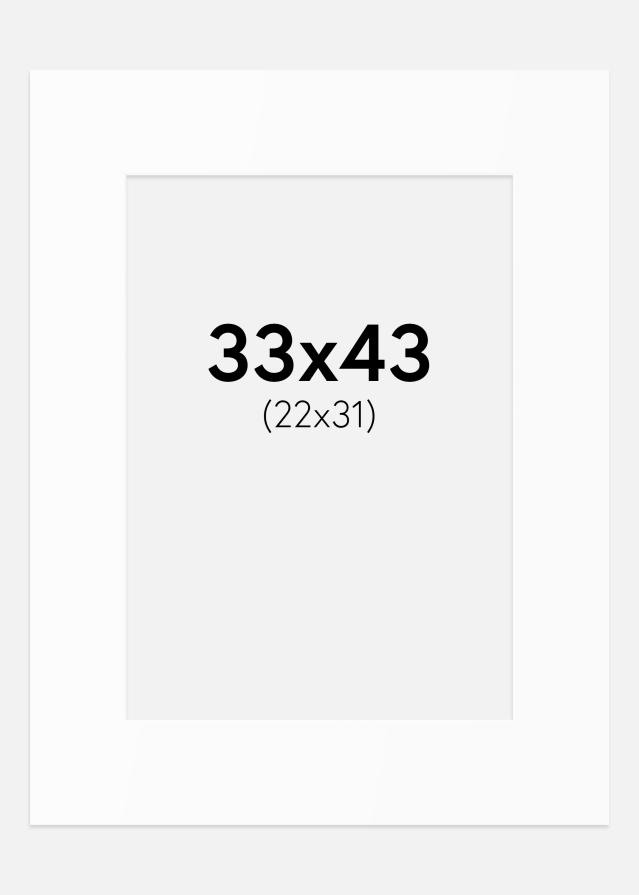 Passepartout Valkoinen Standard (Valkoinen keskus) 33x43 cm (22x31)
