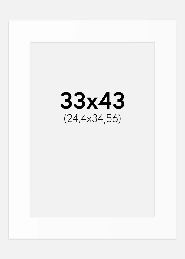 Passepartout Valkoinen Standard (Valkoinen keskus) 33x43 cm (24,4x34,56)