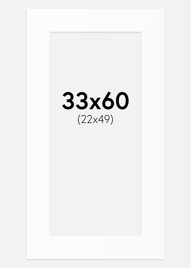 Passepartout Valkoinen Standard (Valkoinen keskus) 33x60 cm (22x49)