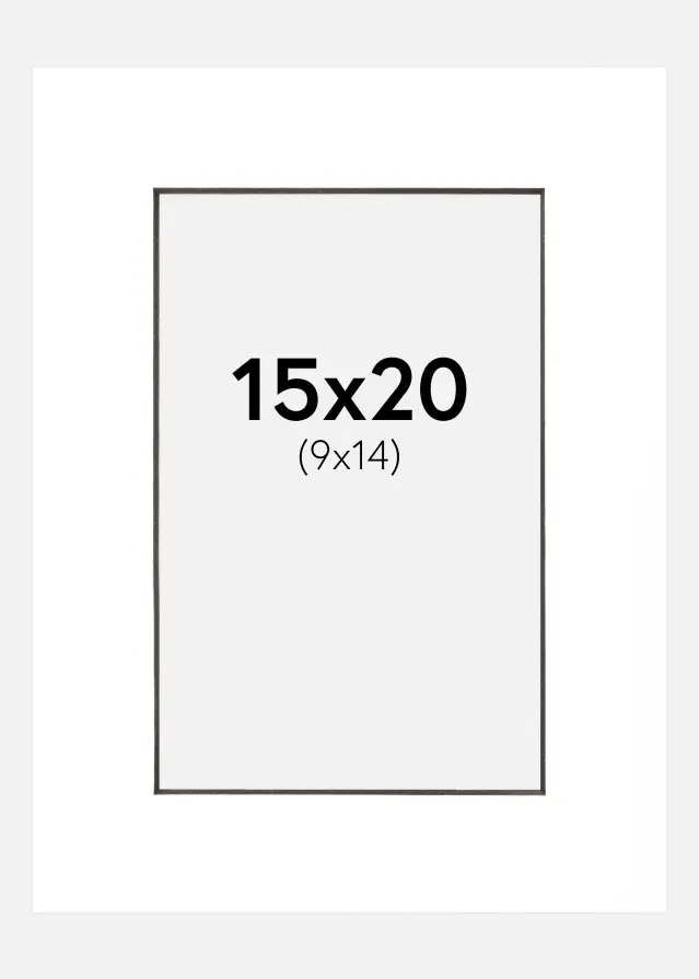 Paspatuuri Valkoinen (Musta keskus) 15x20 cm (9x14 cm)