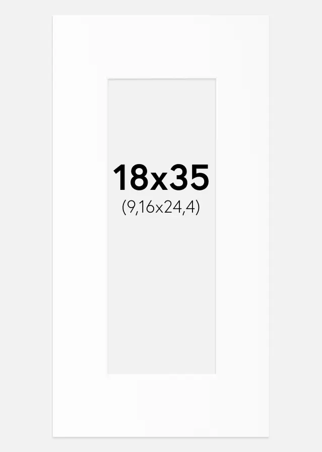 Passepartout Valkoinen Standard (Valkoinen keskus) 18x35 cm (9,16x24,4)