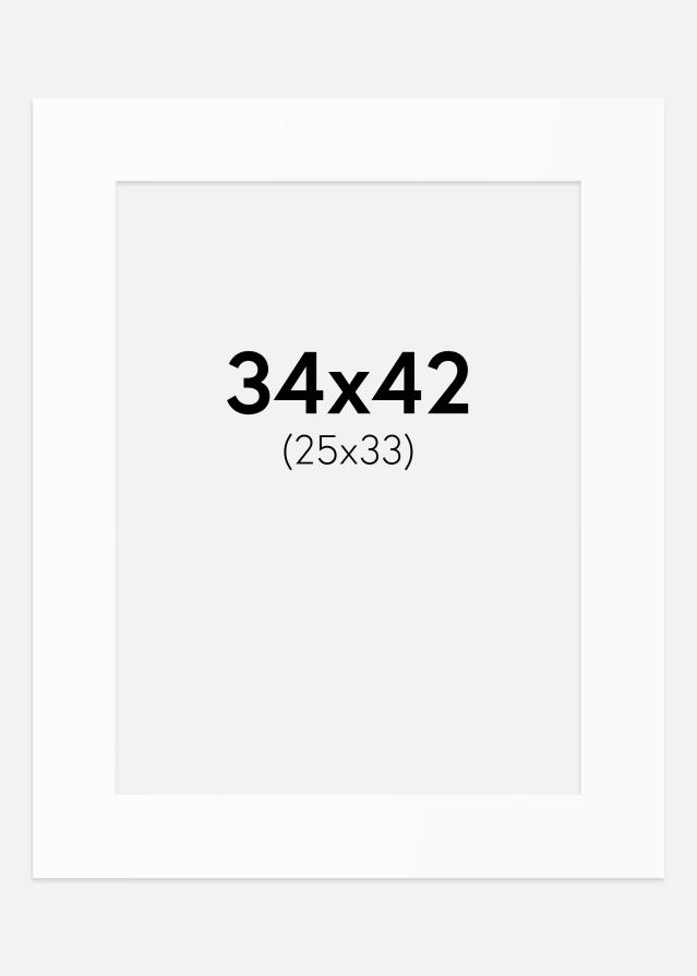 Passepartout Valkoinen Standard (Valkoinen keskus) 34x42 cm (25x33)