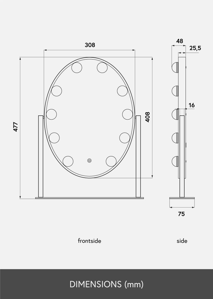 KAILA Meikkipeili IV Musta - 34x47 cm