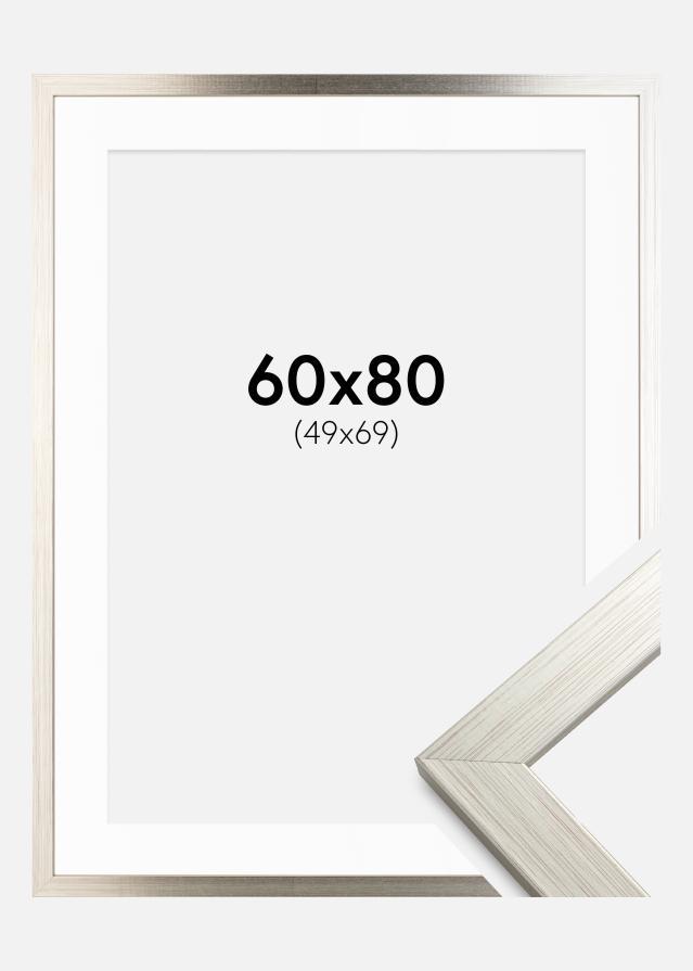 Kehys Silver Wood 60x80 cm - Passepartout Valkoinen 50x70 cm