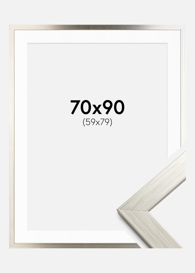 Kehys Silver Wood 70x90 cm - Passepartout Valkoinen 60x80 cm