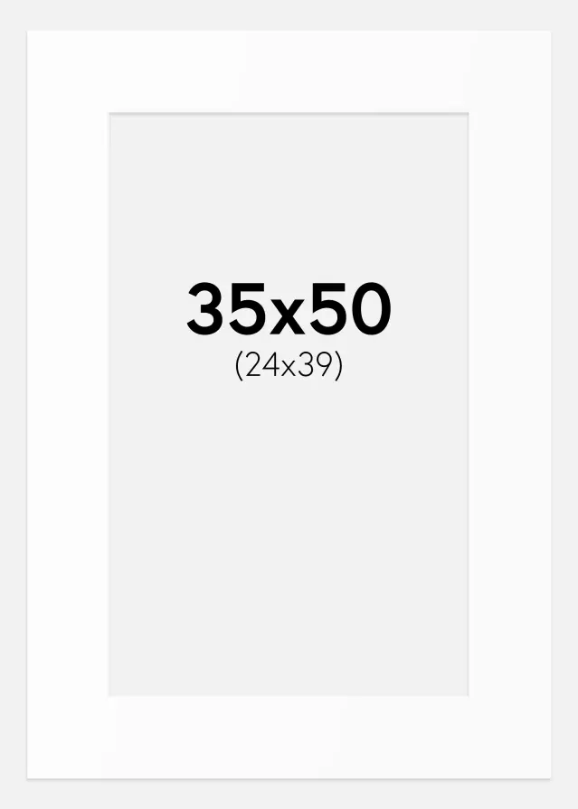Passepartout Valkoinen Standard (Valkoinen keskus) 35x50 cm (24x39)