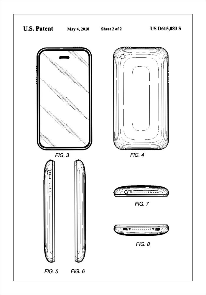 Patent Print - iPhone II - White Juliste