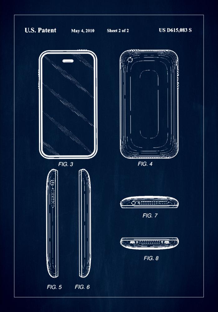 Patent Print - iPhone II - Blue Juliste