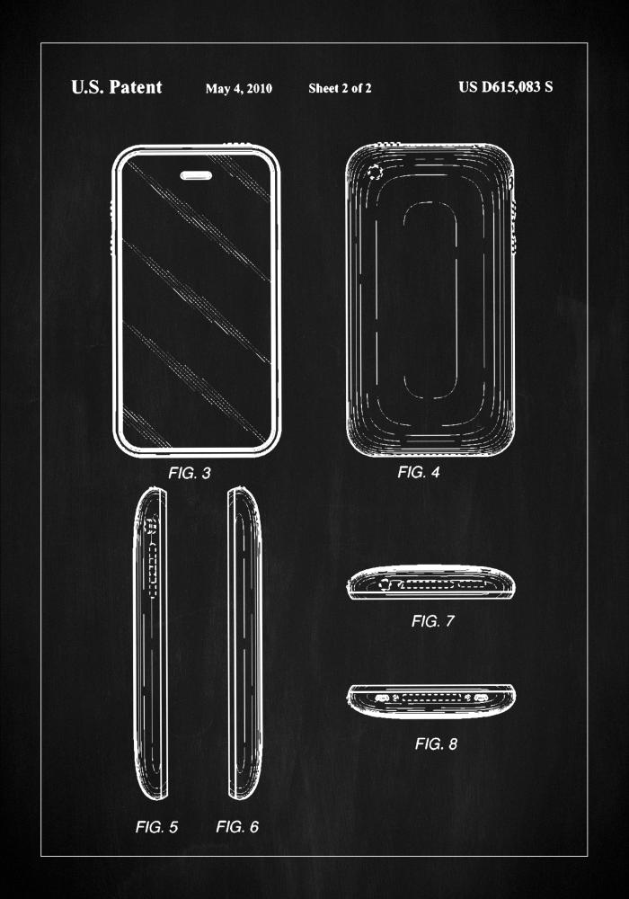 Patent Print - iPhone II - Black Juliste