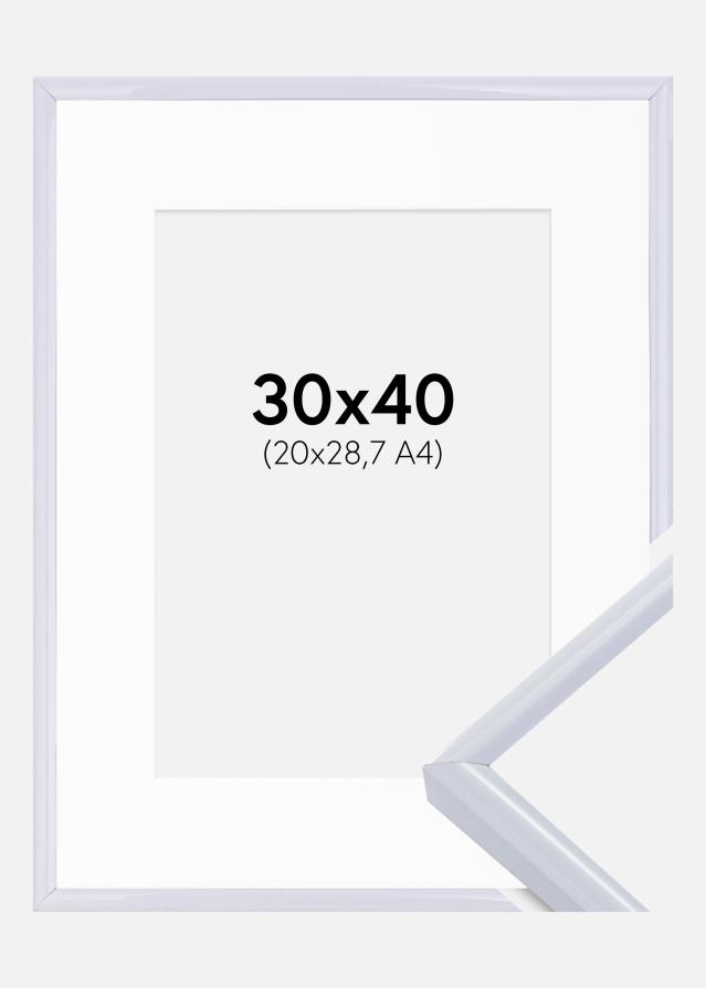 Kehys Victoria Valkoinen 30x40 cm - Passepartout Valkoinen 21x29,7 cm (A4)