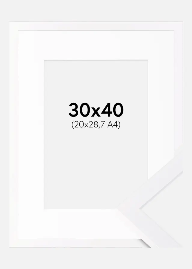 Kehys Selection Valkoinen 30x40 cm - Passepartout Valkoinen 21x29,7 cm (A4)