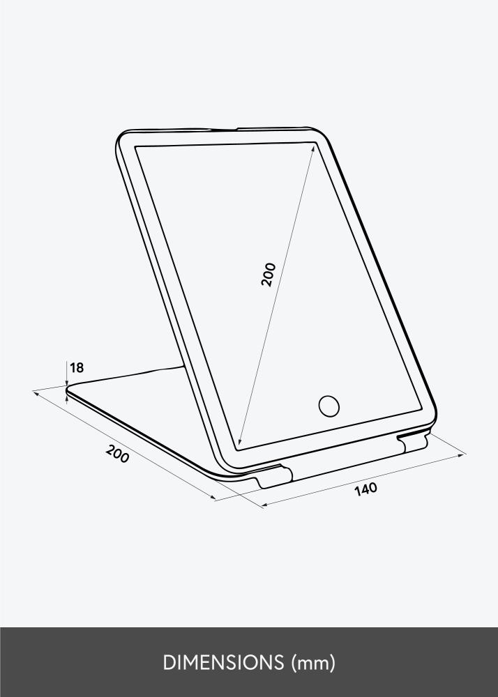 KAILA Meikkipeili Travel LED Ladattava Valkoinen 14x20 cm