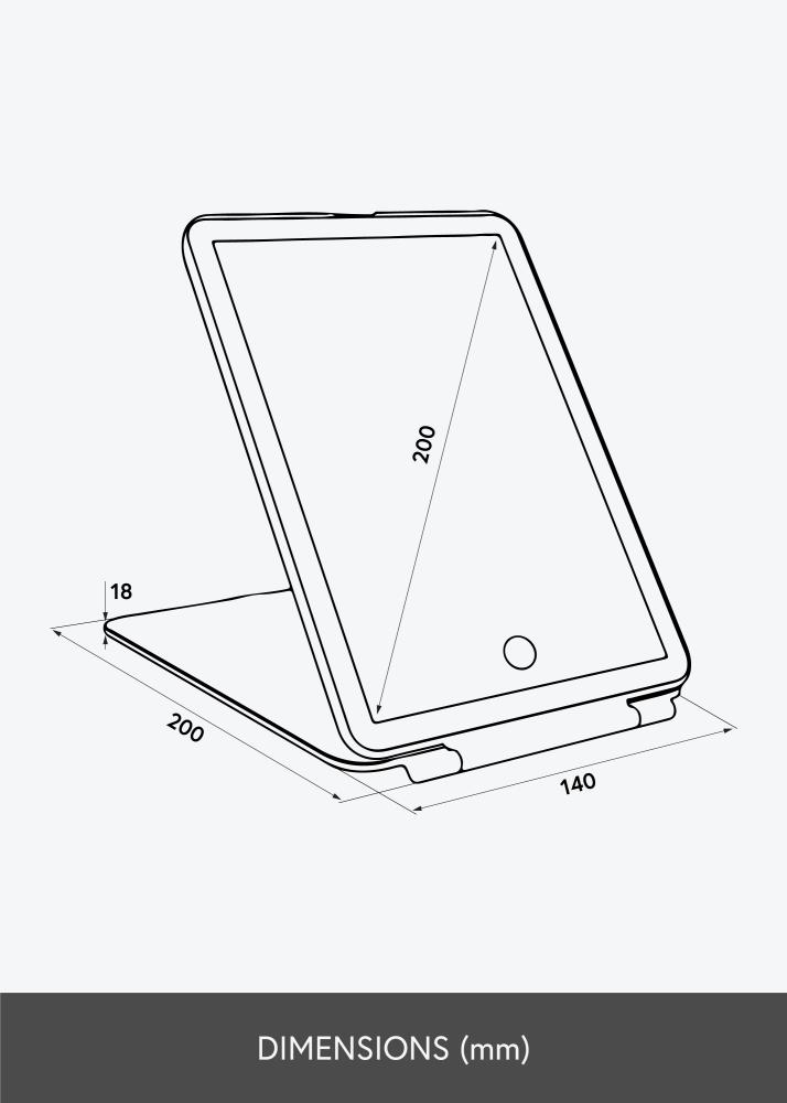 KAILA Meikkipeili Travel LED Ladattava Musta 14x20 cm