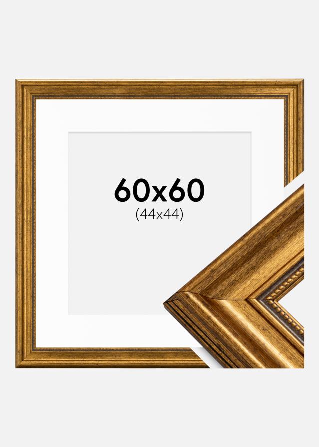 Kehys Rokoko Kulta 60x60 cm - Passepartout Valkoinen 45x45 cm
