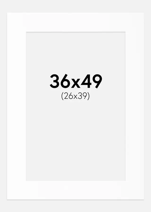 Passepartout Valkoinen Standard (Valkoinen keskus) 36x49 cm (26x39)