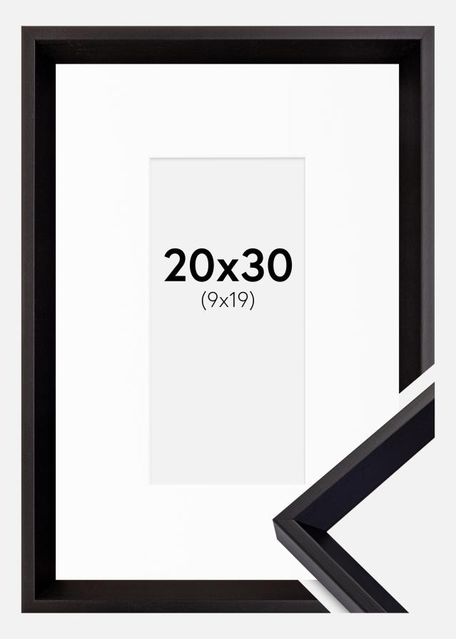Kehys Globe Musta 20x30 cm - Passepartout Valkoinen 10x20 cm