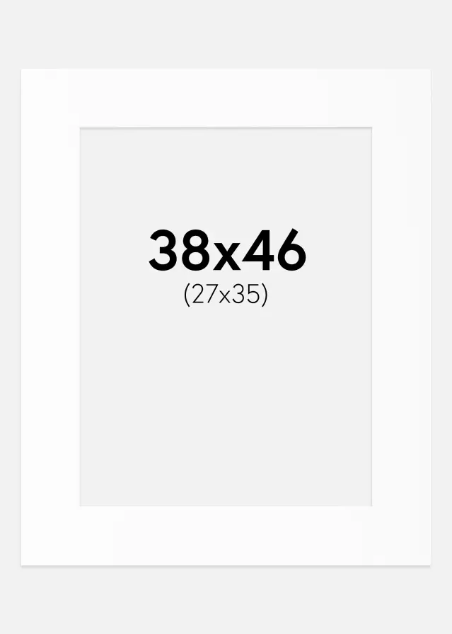 Passepartout Valkoinen Standard (Valkoinen keskus) 38x46 cm (27x35)