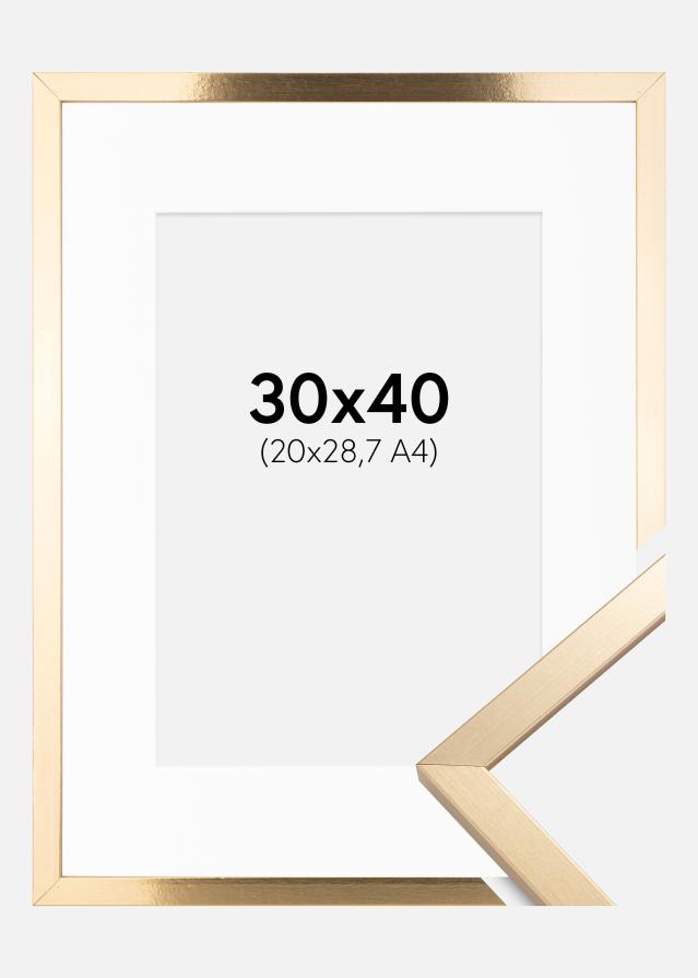 Kehys Trendy Kulta 30x40 cm - Passepartout Valkoinen 21x29,7 cm (A4)