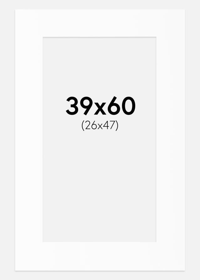 Passepartout Valkoinen Standard (Valkoinen keskus) 39x60 cm (26x47)