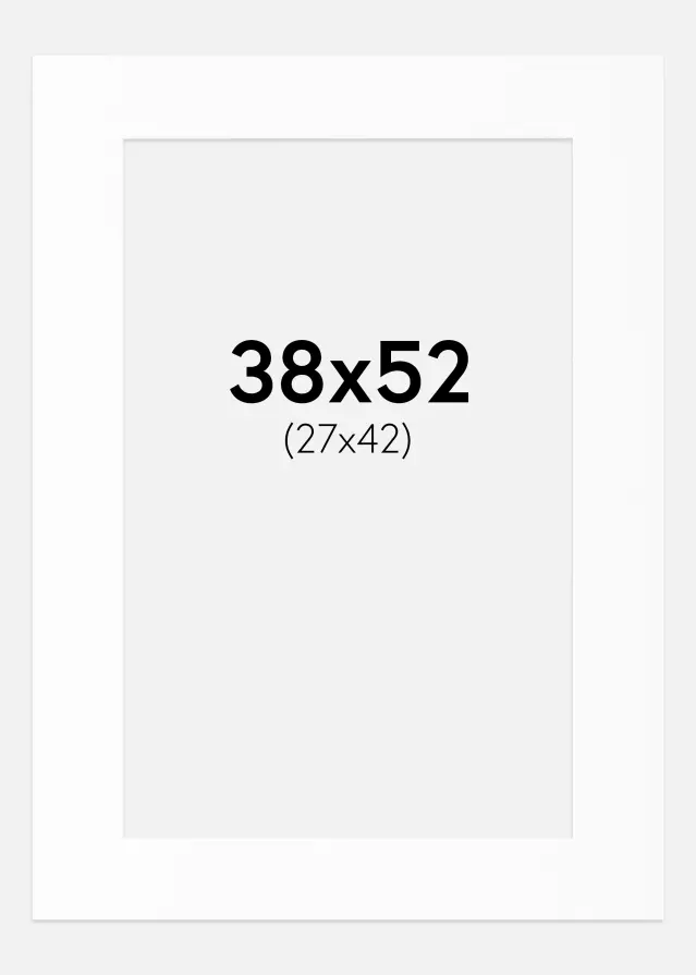 Passepartout Valkoinen Standard (Valkoinen keskus) 38x52 cm (27x42)