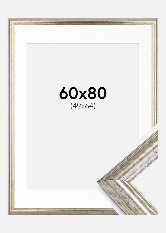 Kehys Västkusten Hopeanvärinen 60x80 cm - Passepartout Valkoinen 50x65 cm