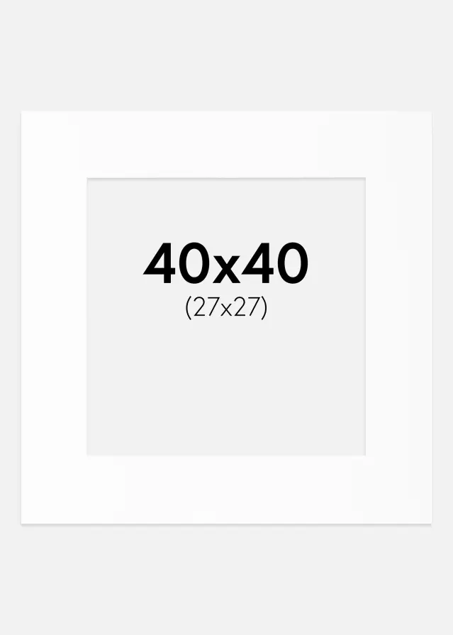 Passepartout Valkoinen Standard (Valkoinen keskus) 40x40 cm (27x27)