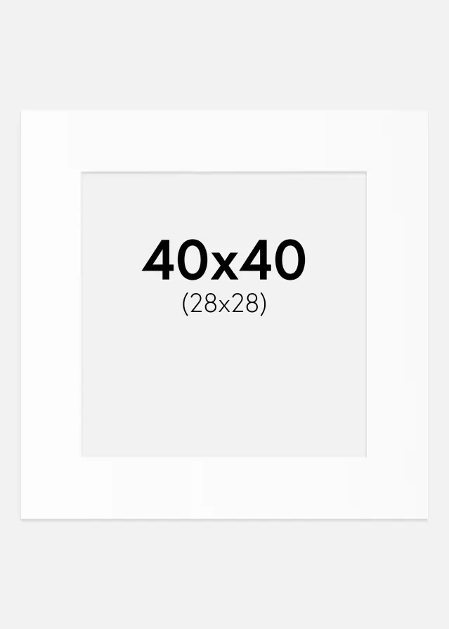 Passepartout Valkoinen Standard (Valkoinen keskus) 40x40 cm (28x28)