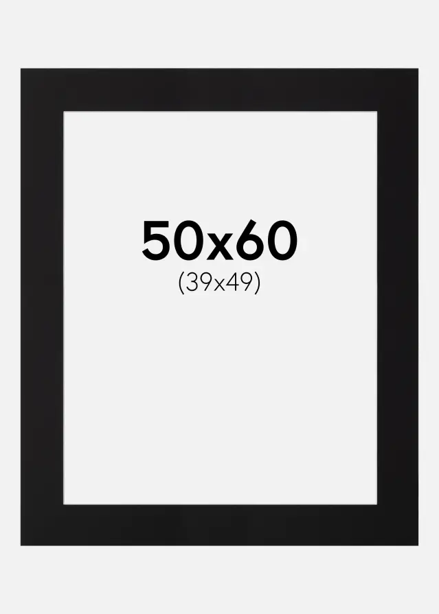 Paspatuuri Musta Standard (Valkoinen keskus) 50x60 cm (39x49)