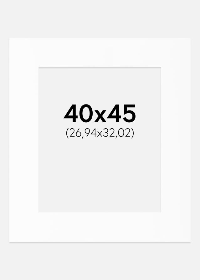 Passepartout Valkoinen Standard (Valkoinen keskus) 40x45 cm (26,94x32,02)