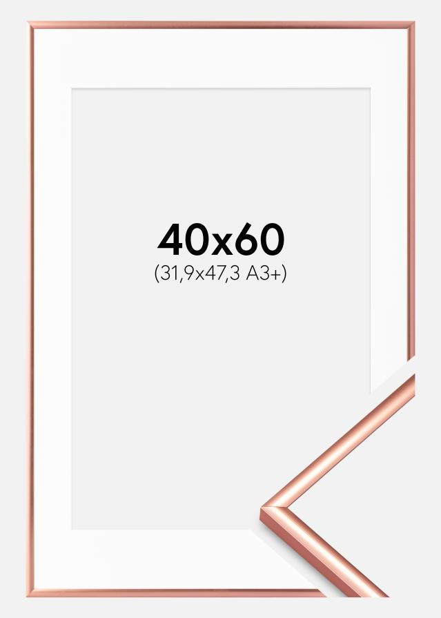 Kehys Scandi Ruusukulta 40x60 cm - Passepartout Valkoinen 32,9x48,3 cm (A3+)
