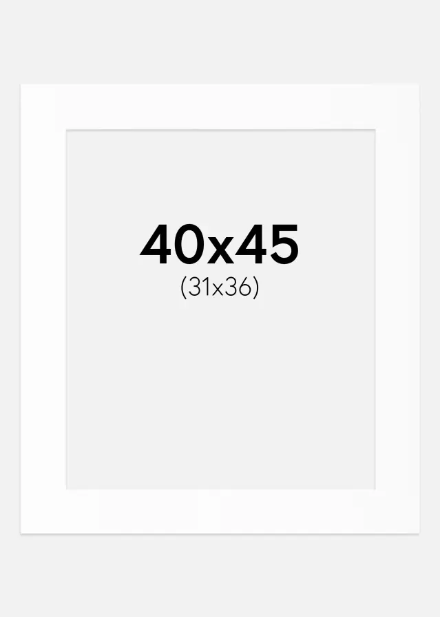 Passepartout Valkoinen Standard (Valkoinen keskus) 40x45 cm (31x36)