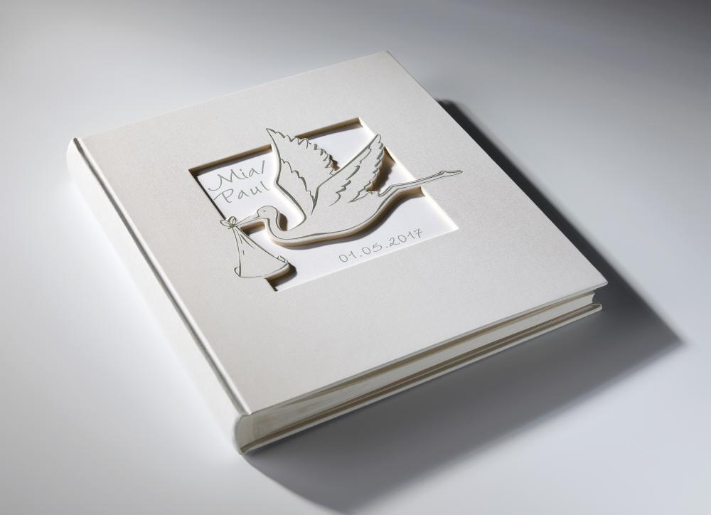 Cicogna Vauvaalbumi Valkoinen - 28x30,5 cm (50 Valkoista sivua / 25 lehteä)