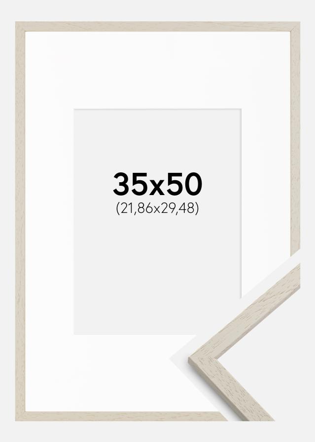 Kehys Edsbyn Sand 35x50 cm - Passepartout Valkoinen 9x12 inches