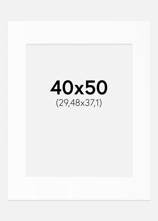 Passepartout Valkoinen Standard (Valkoinen keskus) 40x50 cm (29,48x37,1)