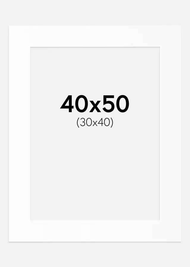 Passepartout Valkoinen Standard (Valkoinen keskus) 40x50 cm (30x40)