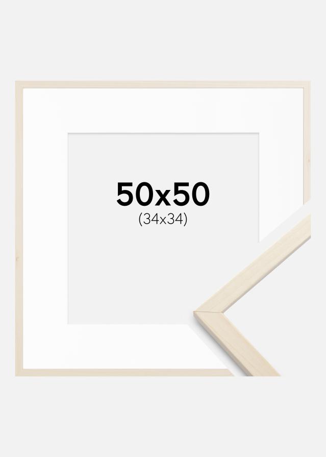 Kehys Edsbyn Vaahtera 50x50 cm - Passepartout Valkoinen 35x35 cm