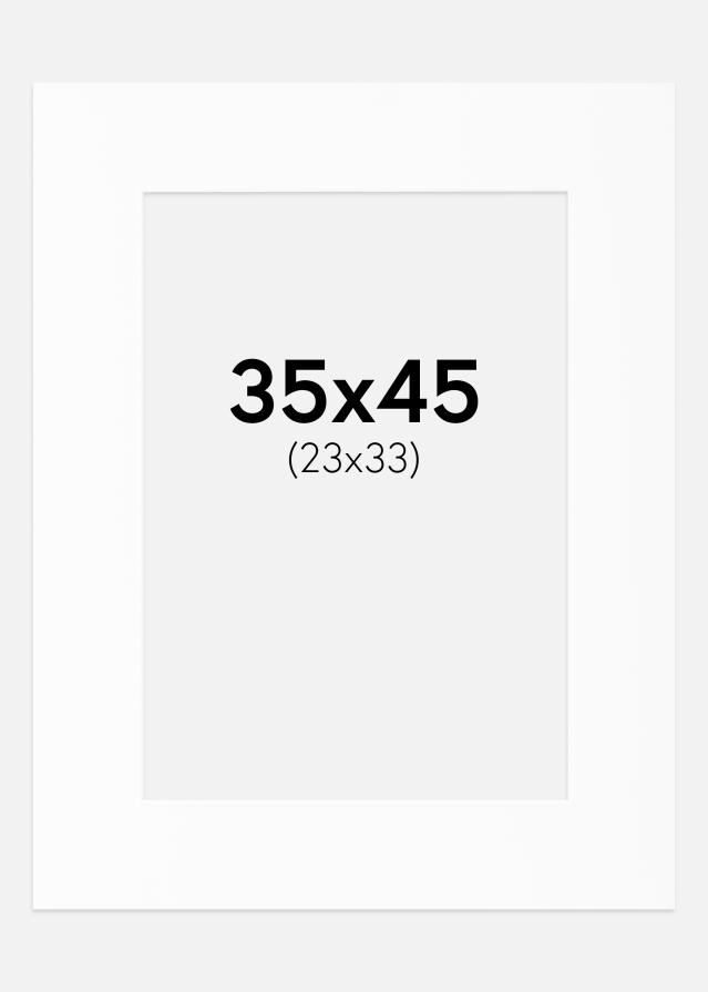 Passepartout Valkoinen Standard (Valkoinen keskus) 35x45 cm (23x33)