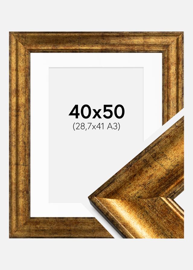 Kehys Saltsjöbaden Kullanvärinen 40x50 cm - Passepartout Valkoinen 29,7x42 cm