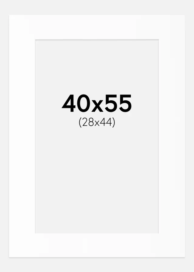 Passepartout Valkoinen Standard (Valkoinen keskus) 40x55 cm (28x44)