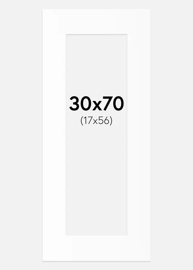 Passepartout Valkoinen Standard (Valkoinen keskus) 30x70 cm (17x56)
