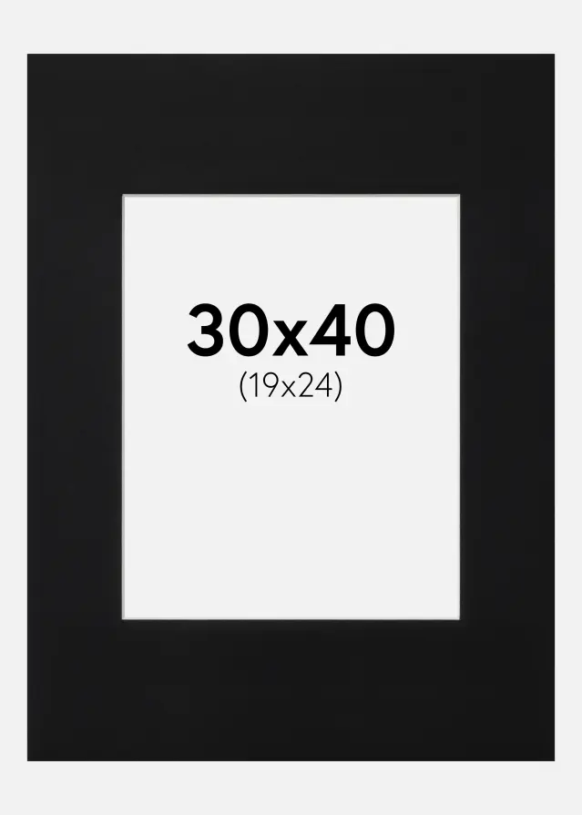 Paspatuuri Musta Standard (Valkoinen keskus) 30x40 cm (19x24)