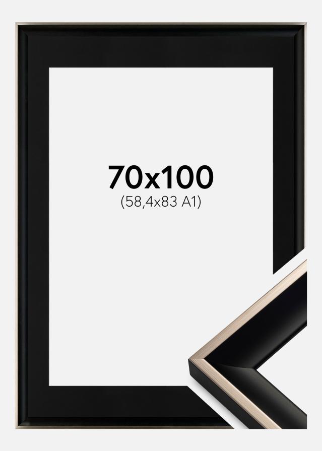 Kehys Öjaren Musta-Hopea 70x100 cm - Passepartout Musta 59,4x84 cm (A1)