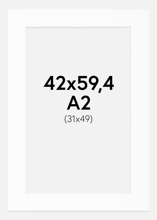 Passepartout Valkoinen Standard (Valkoinen keskus) 42x59,4 cm (31x49)