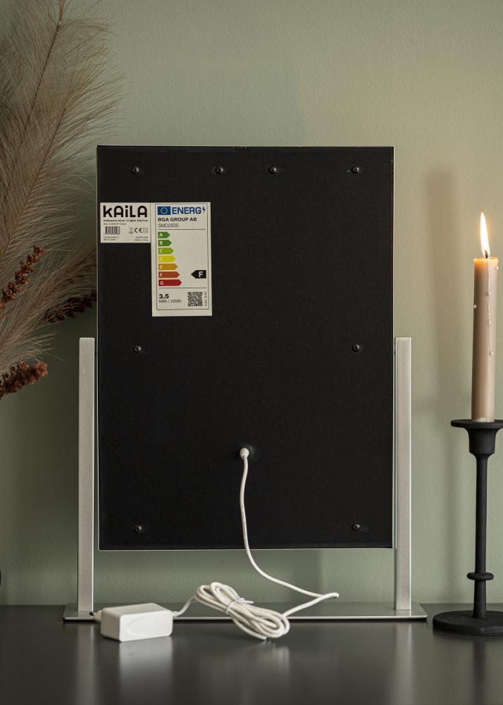 KAILA Meikkipeili Hollywood 12 Hopeanvärinen 30x41 cm