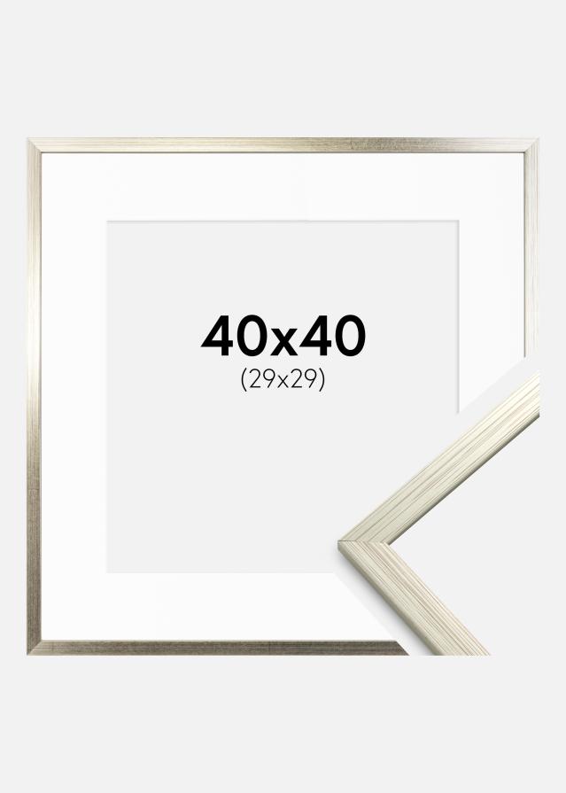 Kehys Edsbyn Hopeanvärinen 40x40 cm - Passepartout Valkoinen 30x30 cm